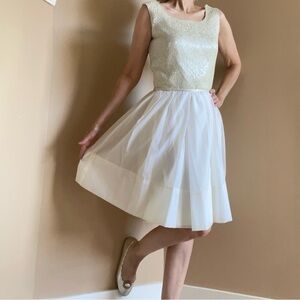 Elegant Cream and White Sleeveless Dress